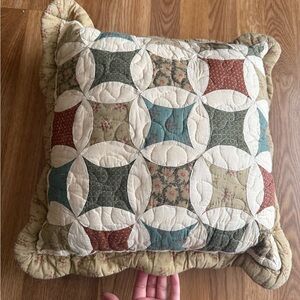 Patchwork Quilted Throw Pillow Muted Multicolor